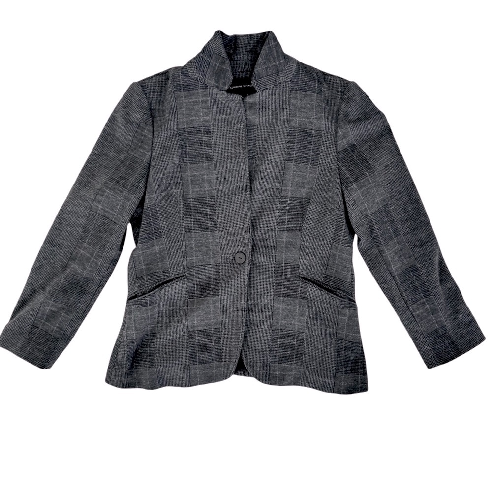 Women’s Monochrome Plaid Blazer - lightweight flexible weave